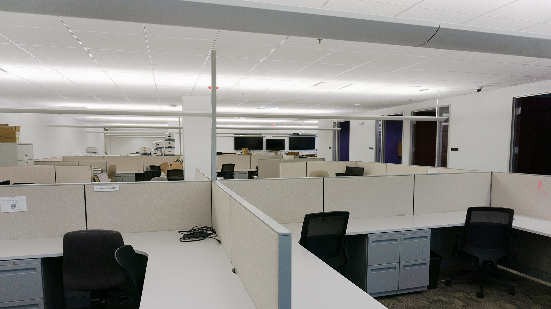 2801 Lakeside Drive - Internal Office Photo, white cubicles with black chairs 