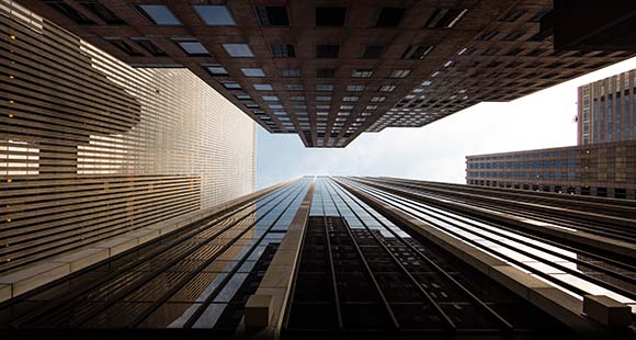 Tall buildings, looking upwards