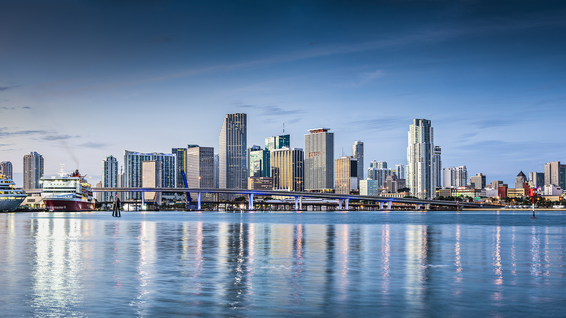 Miami buildings across the water