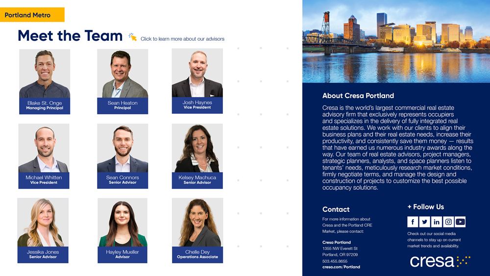 Q1 2022 - Portland Office market report - links to Cresa team member bios