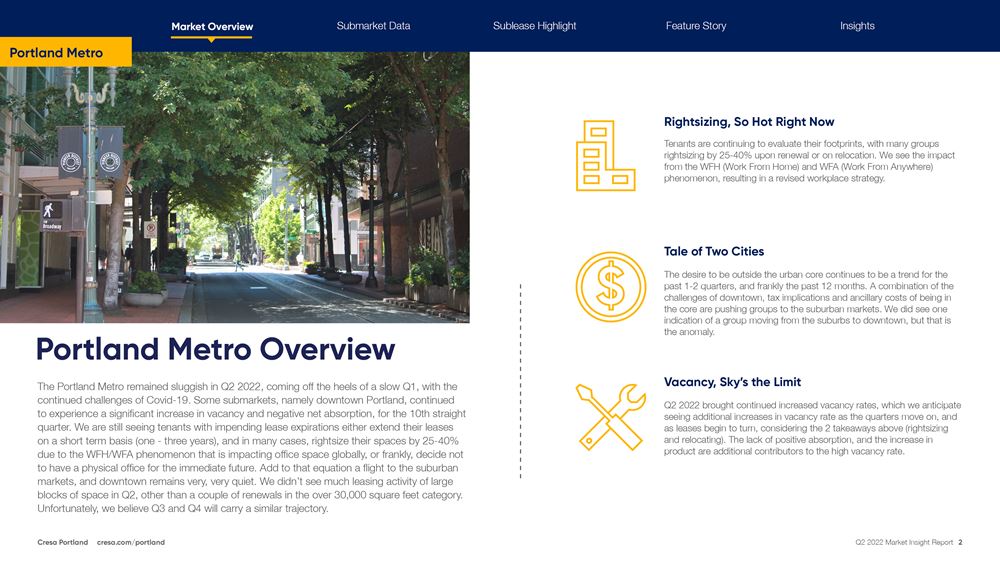 Q2 2022 Portland Office Market Report, by Cresa